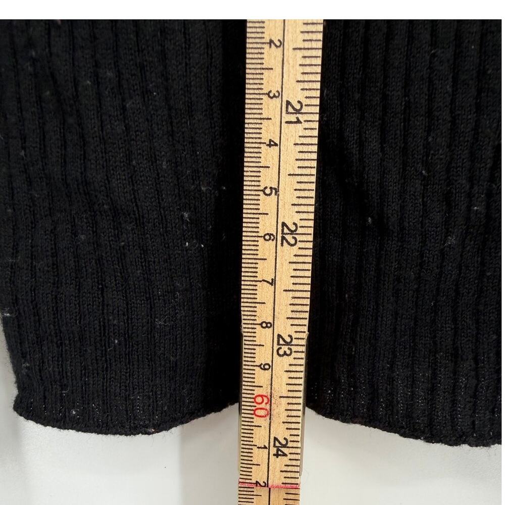 FRAME Panel Stripe Metallic Rib Knit Sweater Black Tan Medium - Picture 6 of 8